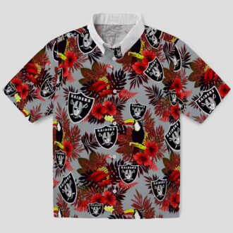 Las Vegas Raiders Black Red Hawaiian Shirt, Floral Toucan Summer Apparel