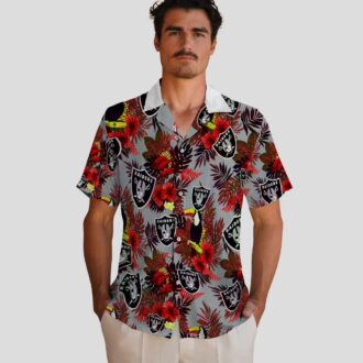 Las Vegas Raiders Black Red Hawaiian Shirt, Floral Toucan Summer Apparel