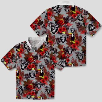 Las Vegas Raiders Black Red Hawaiian Shirt, Floral Toucan Summer Apparel