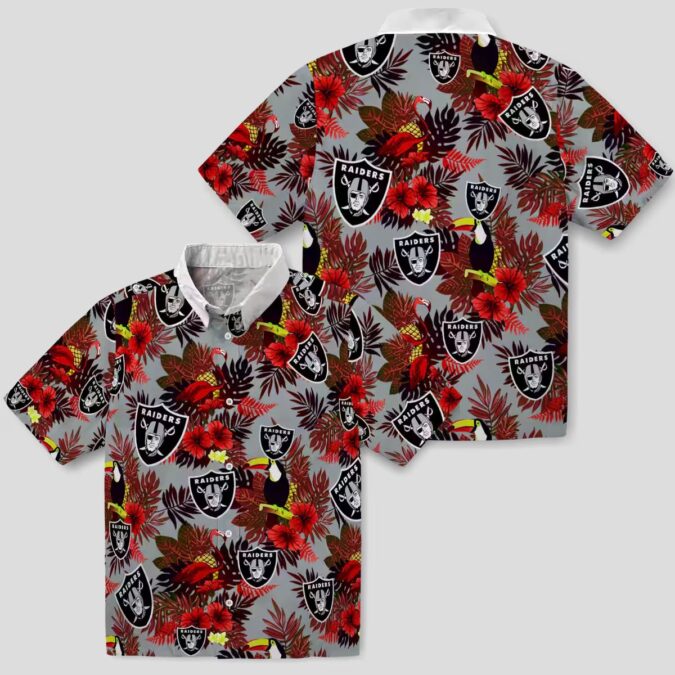 Las Vegas Raiders Black Red Hawaiian Shirt, Floral Toucan Summer Apparel