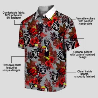 Las Vegas Raiders Black Red Hawaiian Shirt, Floral Toucan Summer Apparel