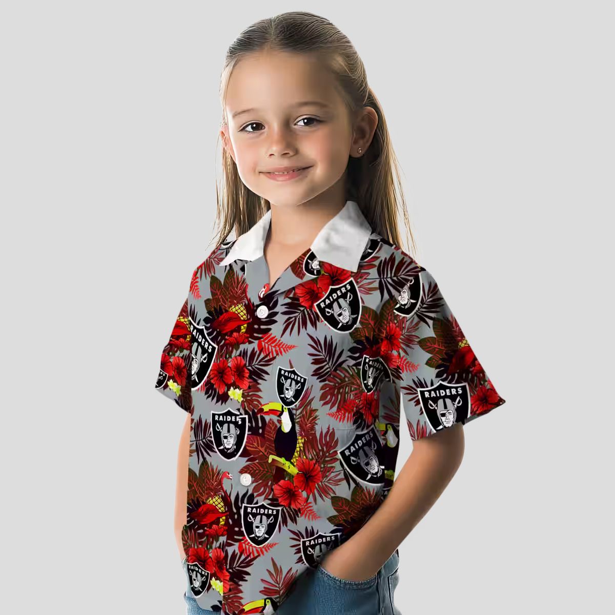 Las Vegas Raiders Black Red Hawaiian Shirt, Floral Toucan Summer Apparel