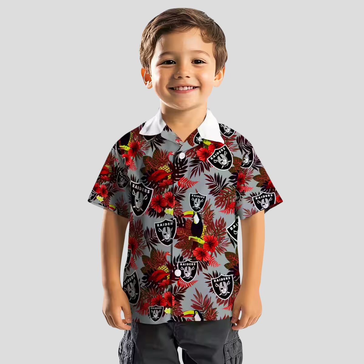 Las Vegas Raiders Black Red Hawaiian Shirt, Floral Toucan Summer Apparel