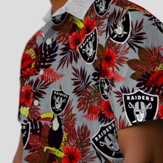 Las Vegas Raiders Black Red Hawaiian Shirt, Floral Toucan Summer Apparel