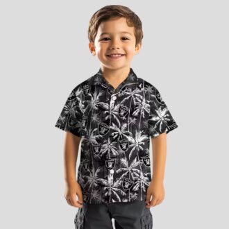 Las Vegas Raiders Button Up Hawaiian Shirt - Black Palm Pattern, NFL Summer Clothing