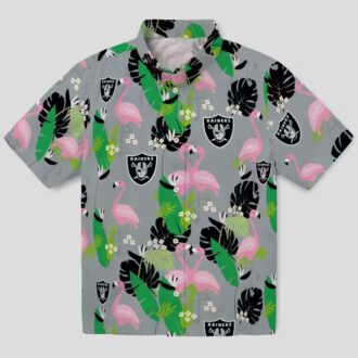Las Vegas Raiders Flamingo Palm Leaf Hawaiian Shirt, Black Green Summer Outfit