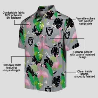 Las Vegas Raiders Flamingo Palm Leaf Hawaiian Shirt, Black Green Summer Outfit