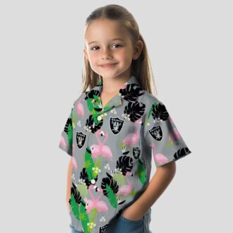 Las Vegas Raiders Flamingo Palm Leaf Hawaiian Shirt, Black Green Summer Outfit
