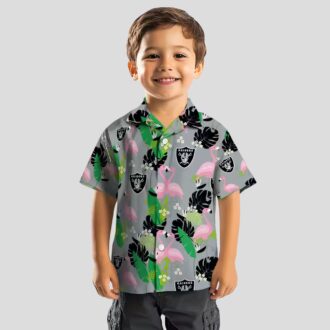 Las Vegas Raiders Flamingo Palm Leaf Hawaiian Shirt, Black Green Summer Outfit