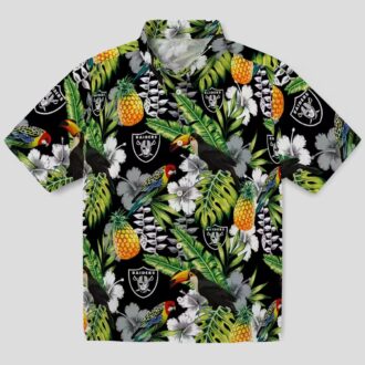 Las Vegas Raiders Floral Hawaiian Shirt - Limited Edition Black Green Toucan Design