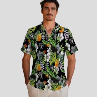 Las Vegas Raiders Floral Hawaiian Shirt - Limited Edition Black Green Toucan Design