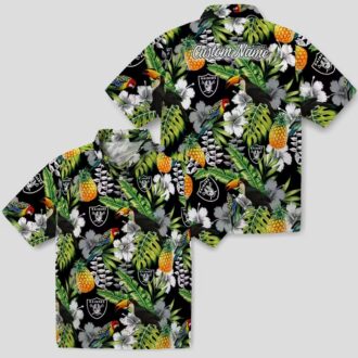Las Vegas Raiders Floral Hawaiian Shirt - Limited Edition Black Green Toucan Design