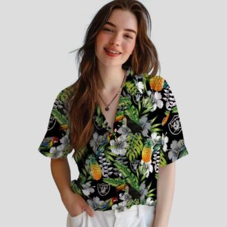 Las Vegas Raiders Floral Hawaiian Shirt - Limited Edition Black Green Toucan Design