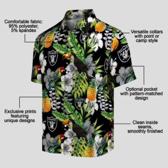 Las Vegas Raiders Floral Hawaiian Shirt - Limited Edition Black Green Toucan Design