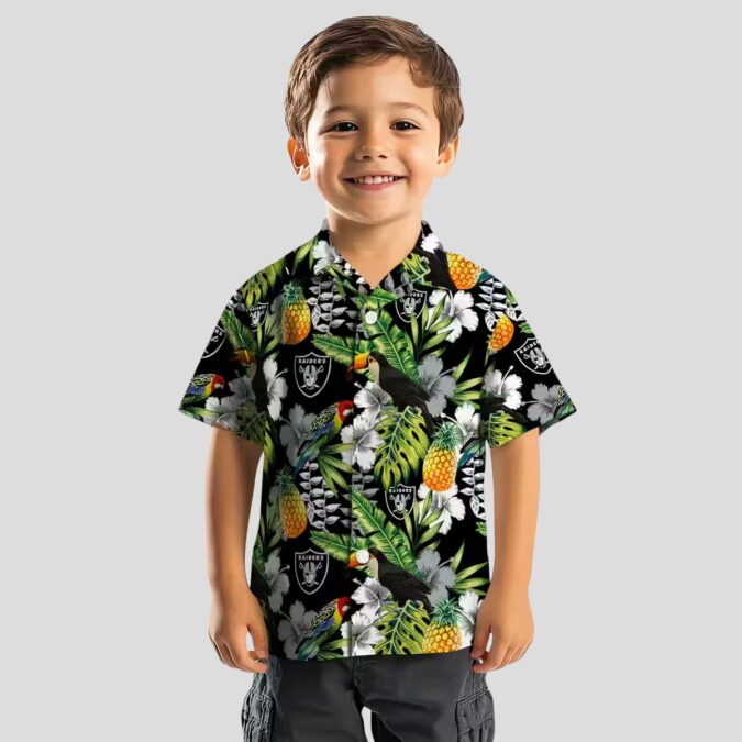 Las Vegas Raiders Floral Hawaiian Shirt - Limited Edition Black Green Toucan Design