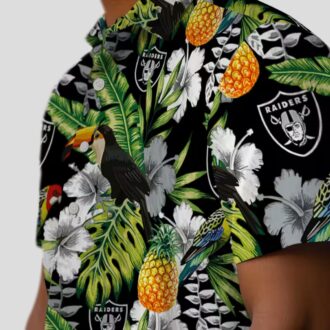 Las Vegas Raiders Floral Hawaiian Shirt - Limited Edition Black Green Toucan Design