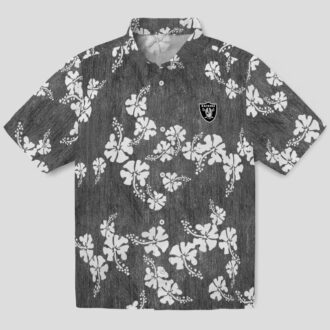 Las Vegas Raiders Hawaiian Shirt, Black Hibiscus Clusters NFL Fan Apparel