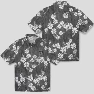 Las Vegas Raiders Hawaiian Shirt, Black Hibiscus Clusters NFL Fan Apparel
