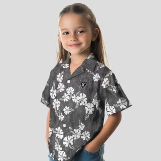 Las Vegas Raiders Hawaiian Shirt, Black Hibiscus Clusters NFL Fan Apparel