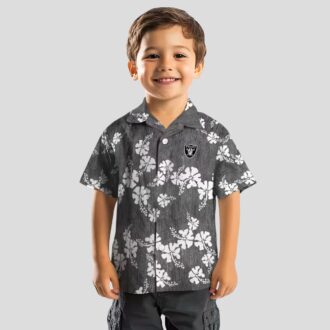 Las Vegas Raiders Hawaiian Shirt, Black Hibiscus Clusters NFL Fan Apparel