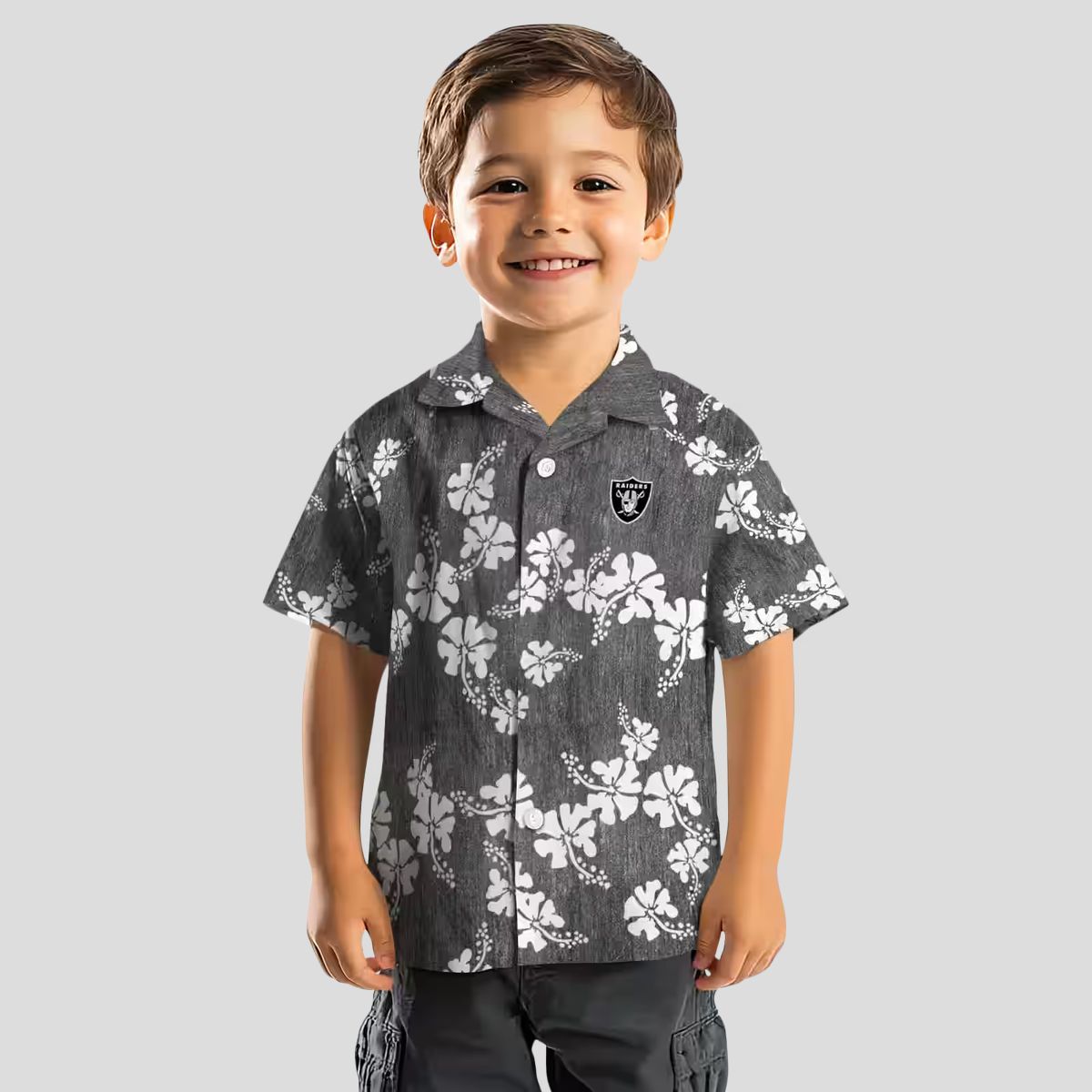 Las Vegas Raiders Hawaiian Shirt, Black Hibiscus Clusters NFL Fan Apparel