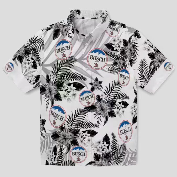 Las Vegas Raiders Hibiscus Hawaiian Shirt for Men - Black & White Palm Leaf Design