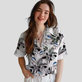 Las Vegas Raiders Hibiscus Hawaiian Shirt for Men - Black & White Palm Leaf Design