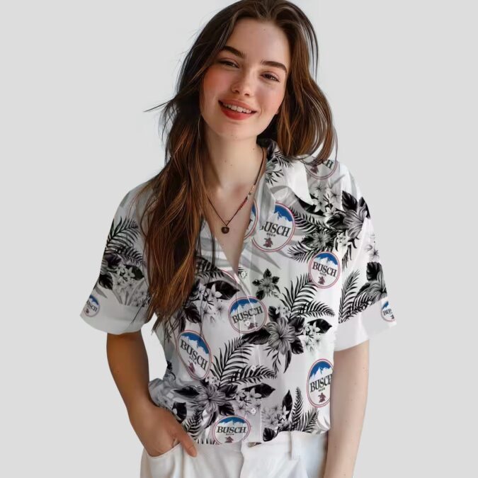 Las Vegas Raiders Hibiscus Hawaiian Shirt for Men - Black & White Palm Leaf Design