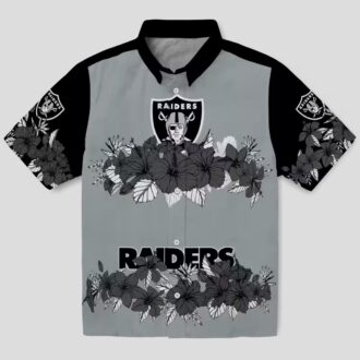 Las Vegas Raiders Hibiscus Stripe Aloha Shirt, NFL Hawaiian Beach Apparel for Men