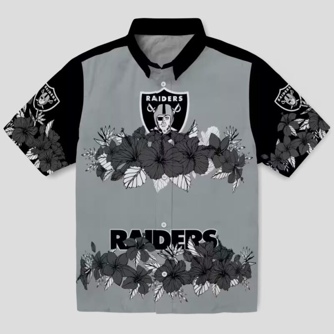 Las Vegas Raiders Hibiscus Stripe Aloha Shirt, NFL Hawaiian Beach Apparel for Men