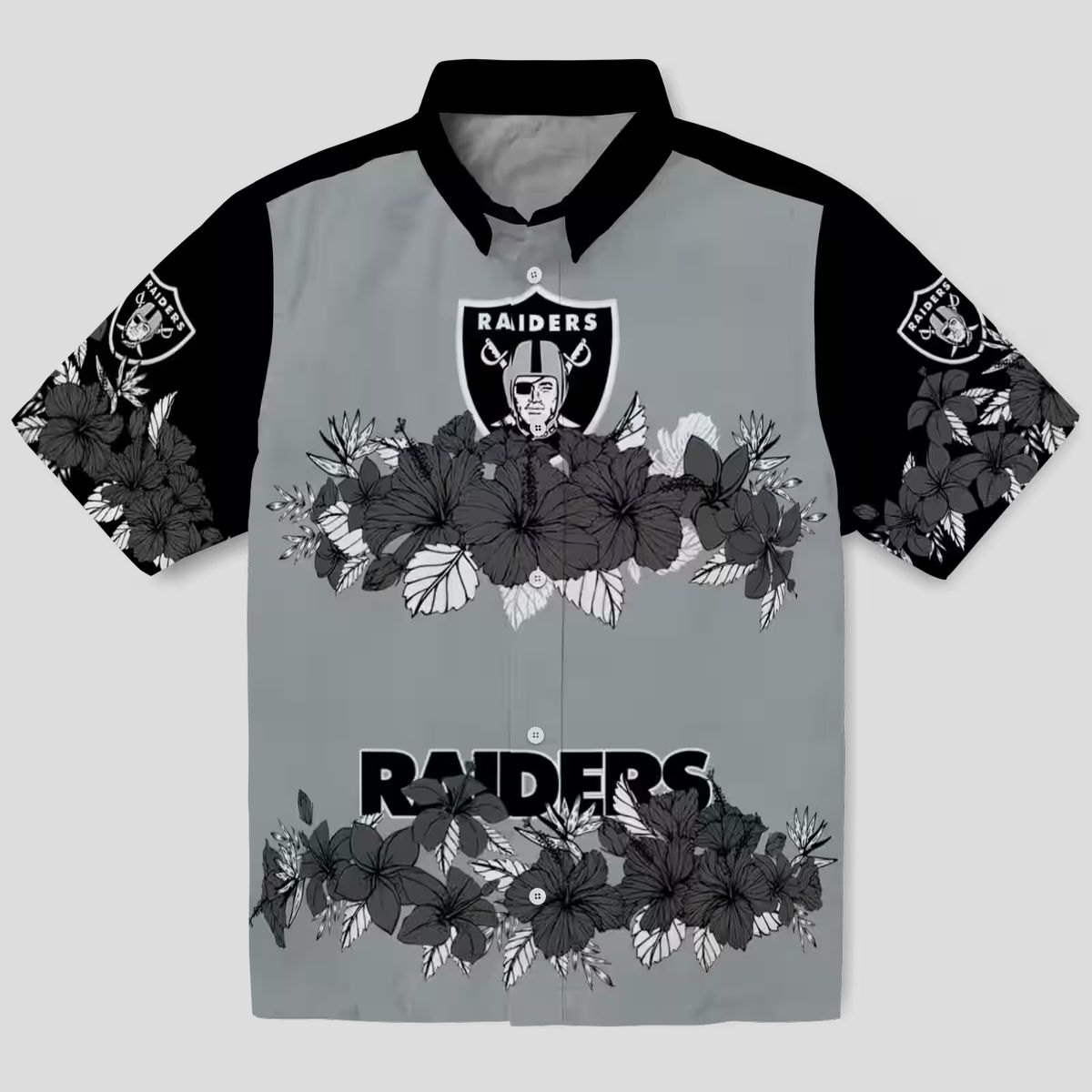 Las Vegas Raiders Hibiscus Stripe Aloha Shirt, NFL Hawaiian Beach Apparel for Men
