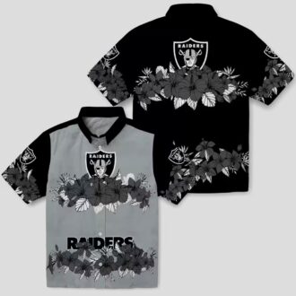 Las Vegas Raiders Hibiscus Stripe Aloha Shirt, NFL Hawaiian Beach Apparel for Men