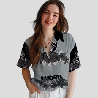 Las Vegas Raiders Hibiscus Stripe Aloha Shirt, NFL Hawaiian Beach Apparel for Men