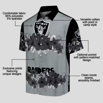 Las Vegas Raiders Hibiscus Stripe Aloha Shirt, NFL Hawaiian Beach Apparel for Men