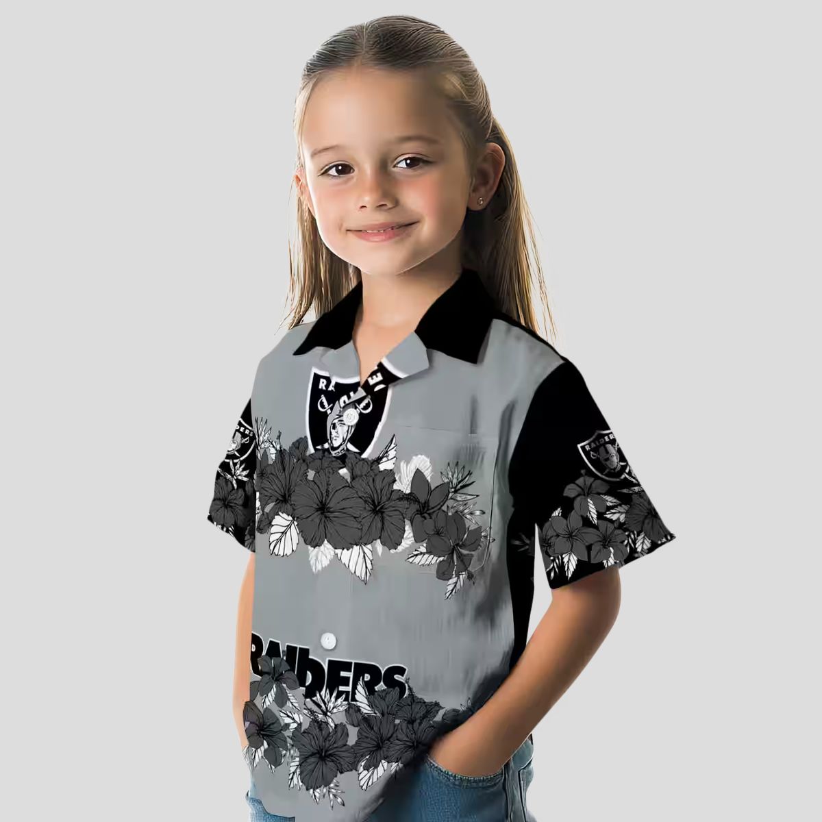 Las Vegas Raiders Hibiscus Stripe Aloha Shirt, NFL Hawaiian Beach Apparel for Men