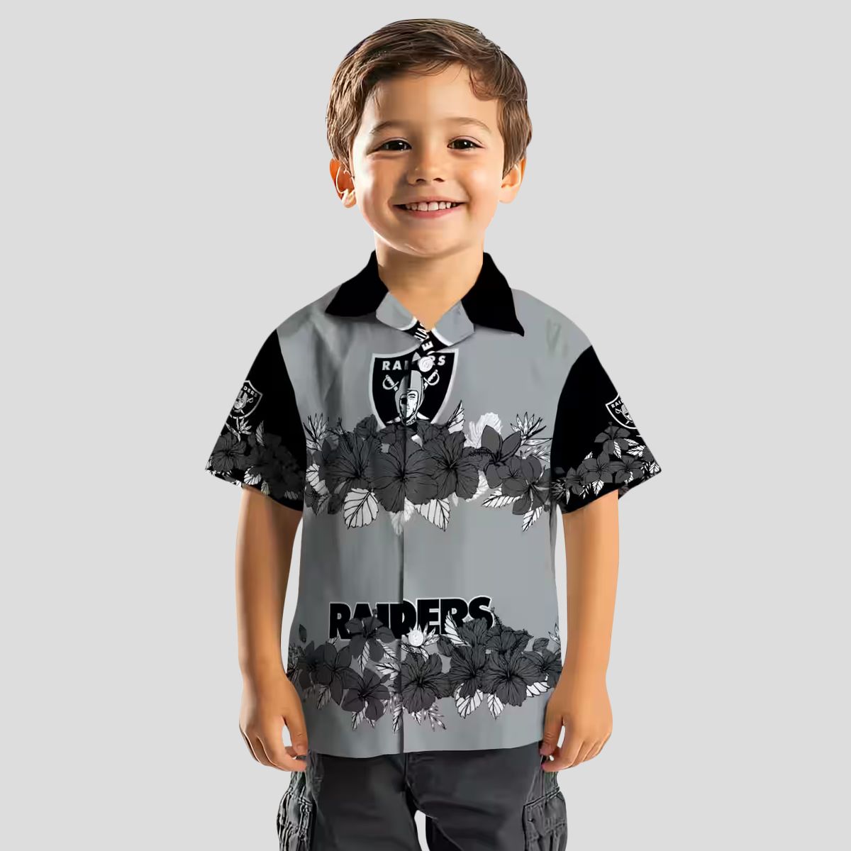 Las Vegas Raiders Hibiscus Stripe Aloha Shirt, NFL Hawaiian Beach Apparel for Men