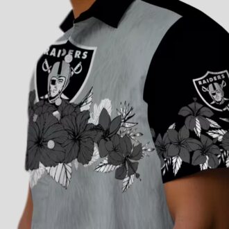 Las Vegas Raiders Hibiscus Stripe Aloha Shirt, NFL Hawaiian Beach Apparel for Men