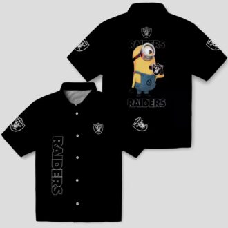 Las Vegas Raiders Minion Hawaiian Shirt, Black Theme Aloha Summer Fan Gift