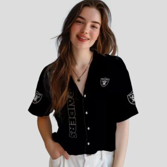 Las Vegas Raiders Minion Hawaiian Shirt, Black Theme Aloha Summer Fan Gift