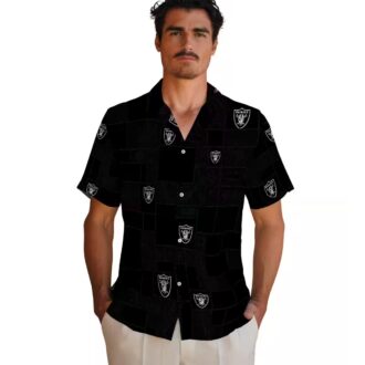 Las Vegas Raiders Patchwork Hawaiian Shirt - Stylish Black Aloha NFL Fan Gift