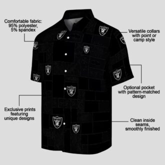 Las Vegas Raiders Patchwork Hawaiian Shirt - Stylish Black Aloha NFL Fan Gift