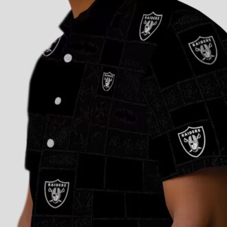 Las Vegas Raiders Patchwork Hawaiian Shirt - Stylish Black Aloha NFL Fan Gift