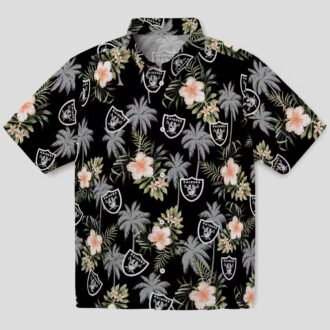 Las Vegas Raiders Summer Hawaiian Shirt, Black Floral & Palm Tree NFL Beach Outfit