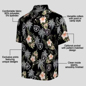 Las Vegas Raiders Summer Hawaiian Shirt, Black Floral & Palm Tree NFL Beach Outfit