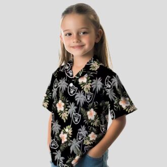 Las Vegas Raiders Summer Hawaiian Shirt, Black Floral & Palm Tree NFL Beach Outfit