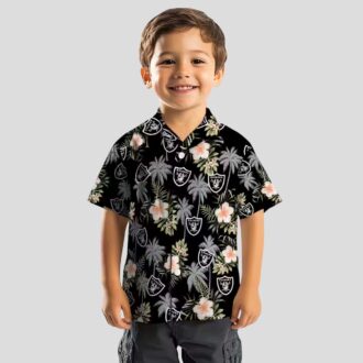 Las Vegas Raiders Summer Hawaiian Shirt, Black Floral & Palm Tree NFL Beach Outfit