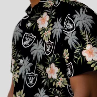 Las Vegas Raiders Summer Hawaiian Shirt, Black Floral & Palm Tree NFL Beach Outfit