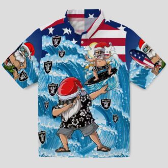 Las Vegas Raiders Surfing Santa Hawaiian Shirt, Summer Vacation Beach Outfit