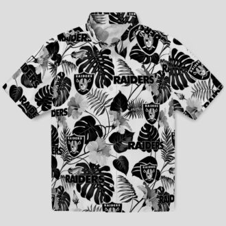 Las Vegas Raiders Tropical Aloha Shirt - Black & White Hawaiian Design for Game Day