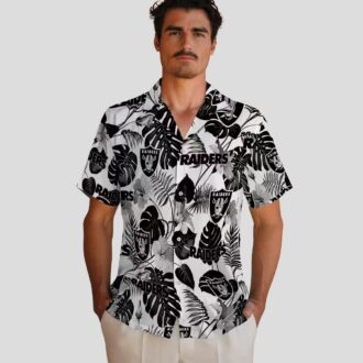 Las Vegas Raiders Tropical Aloha Shirt - Black & White Hawaiian Design for Game Day